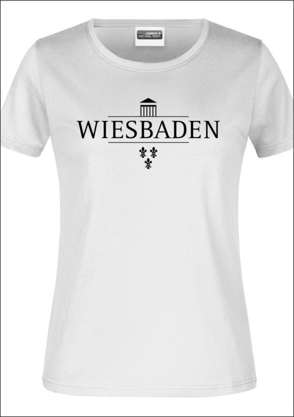 Wiesbaden Damen T-Shirt, weiß, bedruckt Stadtlogo