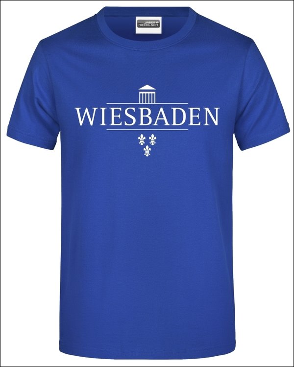 Wiesbaden Herren T-Shirt, royalblau, bedruckt Stadtlogo
