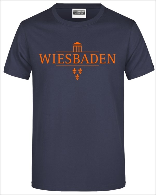 Wiesbaden Herren T-Shirt, marine, bedruckt Stadtlogo
