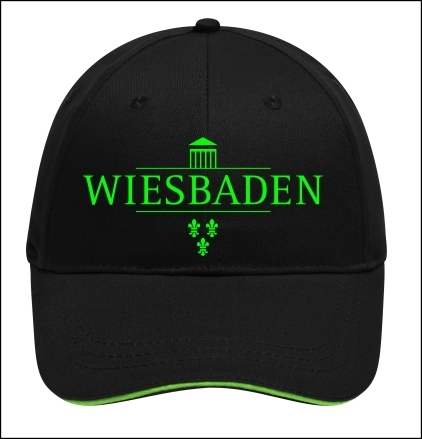 Wiesbaden Basecap bestickt, schwarz-limegreen