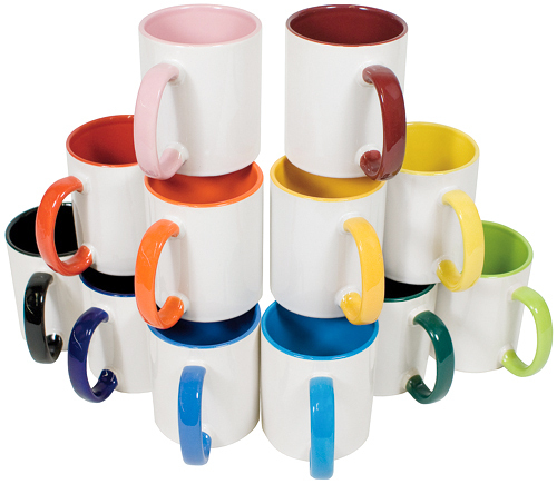 Bedruckte Tasse 2-farbig, Innentasse und Henkel kontrastfarbig